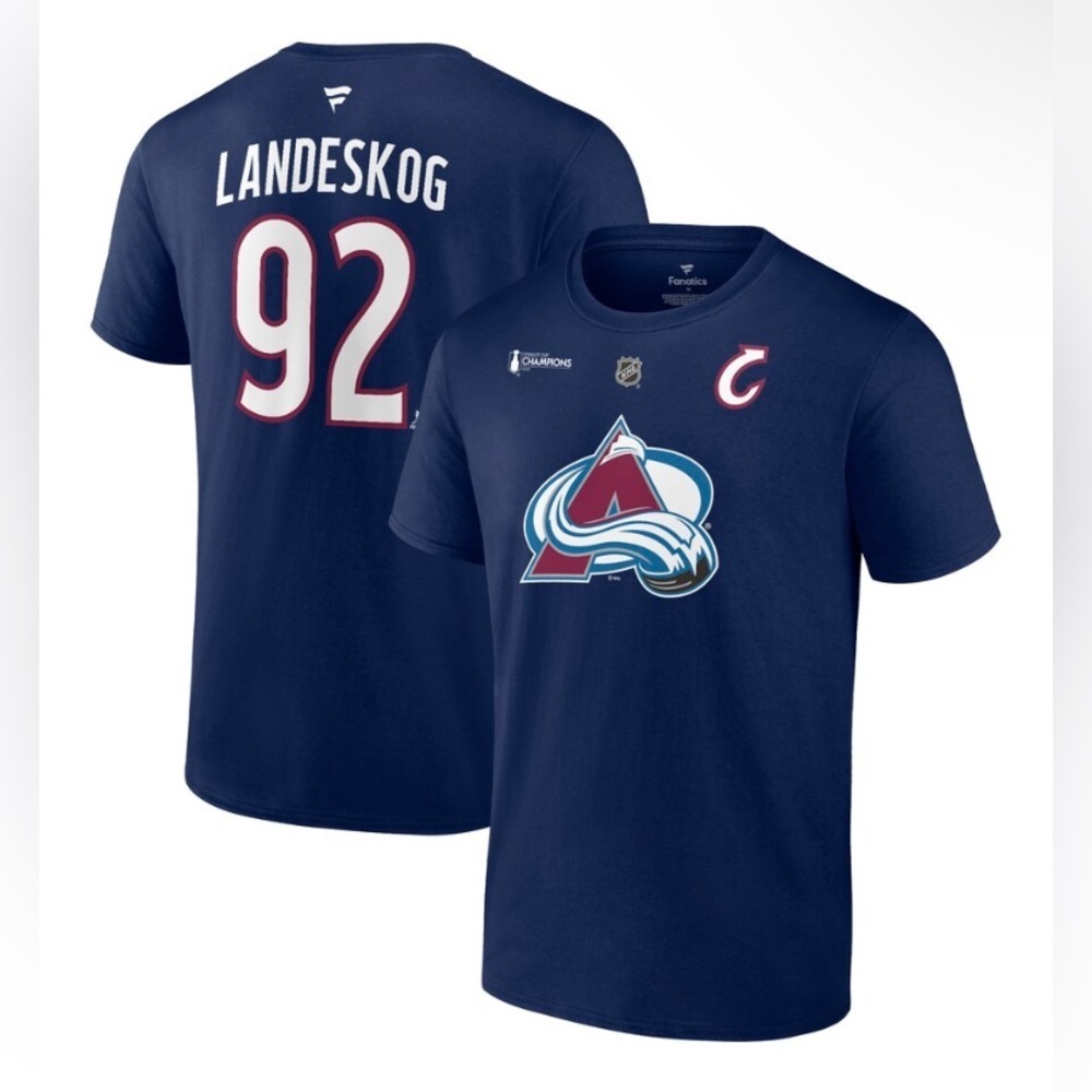 Colorado Avalanche Gabriel Landeskog Fanatics-NEW-2022 StanleyCup Champions Tee